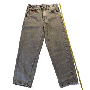 Chubbies Relaxed Fit Jeans Mens 32 Gray Acid Wash Denim Wide Leg Baggy Skater